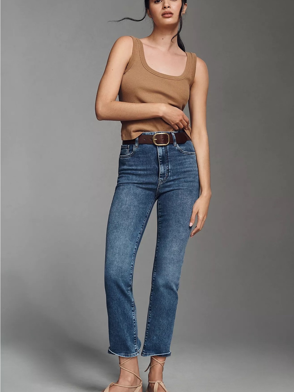 High-Rise Straight Leg Women's Jeans in Medium Blue